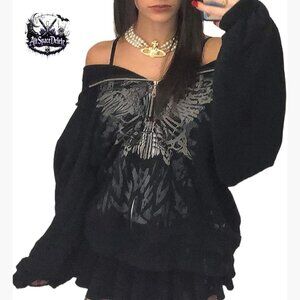 Oversized Zip Up Hoodie Y2K Graphic Sweatshirt Long Sleeve Harajuku Streetwear